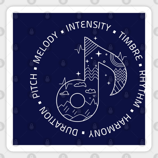 Music Is Life. Note Elements (Dark) Magnet by filiposwear